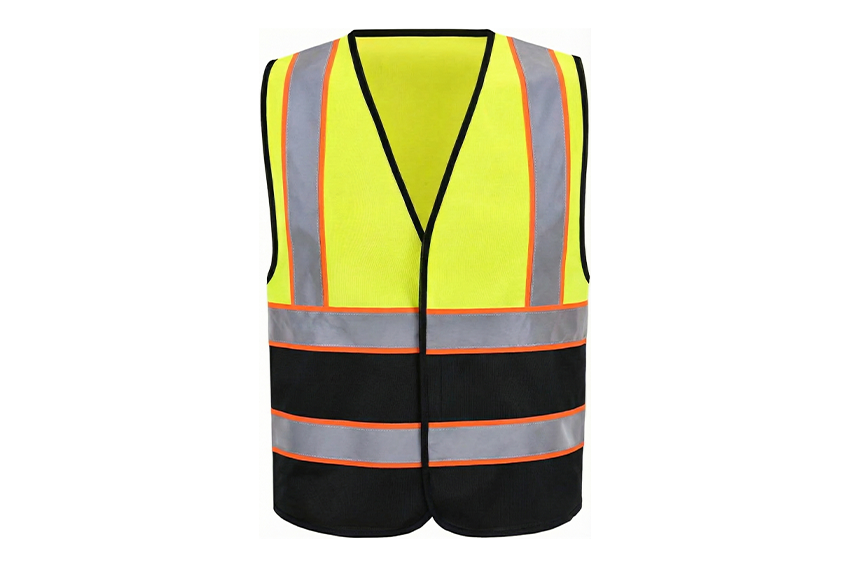 HIGH-VISIBILITY | BASIC VEST | Lemon & Black 1inch Reflective tape and contrast tape
